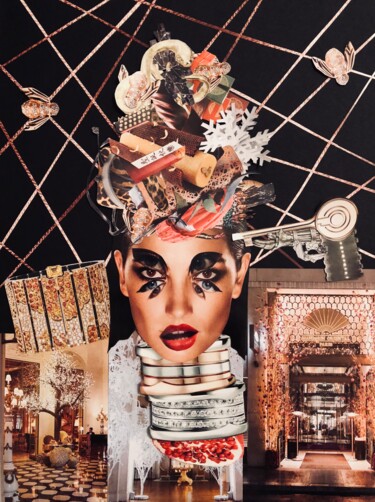 Collagen mit dem Titel "ARGENT" von Olga Delebarre, Original-Kunstwerk, Collagen