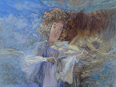 Картина под названием "Ніч яка місячна..." - Olga Didyk (Mykyta), Подлинное произведение искусства, Масло