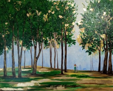 Pittura intitolato "Green forest interi…" da Olga Dmitrieva, Opera d'arte originale, Acrilico Montato su Telaio per barella…