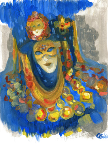 Malerei mit dem Titel "Spirit Of Carnival" von Olga Gordiiuk, Original-Kunstwerk, Gouache