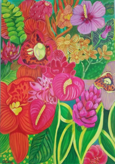 Peinture intitulée "bloemen2" par Olga Grig, Œuvre d'art originale, Acrylique