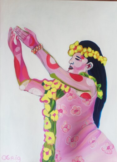 Painting titled "Hawaii girl 1" by Olga Grig, Original Artwork, Acrylic