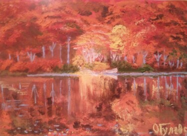 Ζωγραφική με τίτλο "Autumn landscape" από Olga Gulevskaya, Αυθεντικά έργα τέχνης, Γκουάς