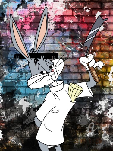 Digitale Kunst getiteld "Bugs Bunny's Trendy…" door Olga Guseva, Origineel Kunstwerk, 2D Digital Work