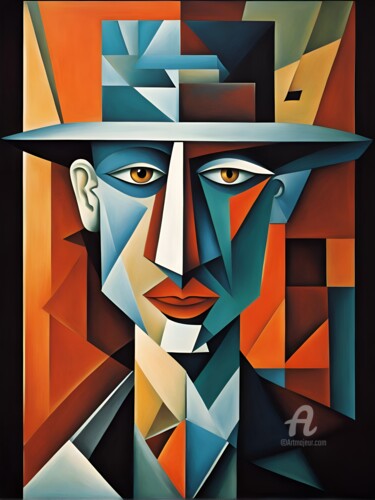 Digital Arts titled "Cubist Persona" by Olga Guseva, Original Artwork, Digital Painting