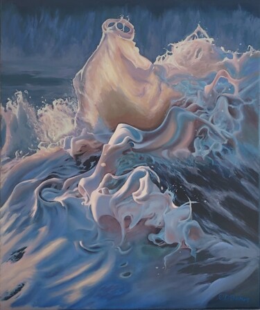 Schilderij getiteld "Sea frappe" door Olga Jones, Origineel Kunstwerk, Olie