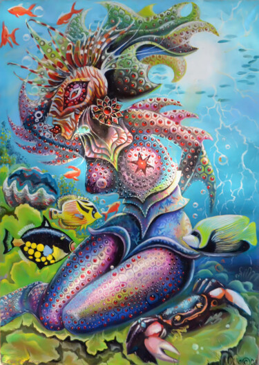 Pittura intitolato "mermaid" da Olga Kras, Opera d'arte originale, Stampa digitale