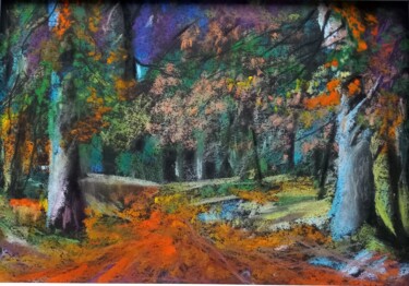 「Autumn forest」というタイトルの絵画 Olga Larinaによって, オリジナルのアートワーク, パステル