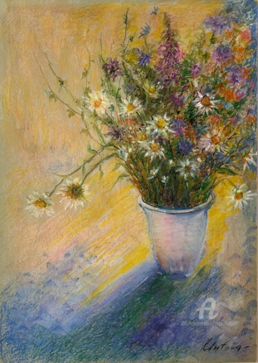 Painting titled "Hot Summer flowers" by Olga Liutova-Amplatz, Original Artwork, Oil