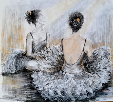 Painting titled "Before the performa…" by Olga Liutova-Amplatz, Original Artwork, Charcoal