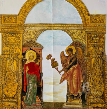 Kolaże zatytułowany „Annunciation” autorstwa Olga Liutova-Amplatz, Oryginalna praca, Kolaże