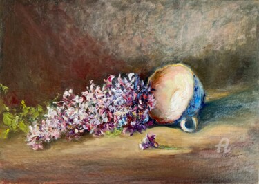 Painting titled "Hyacinth" by Olga Liutova-Amplatz, Original Artwork, Oil Mounted on Cardboard