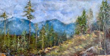 Pintura intitulada "Forest. Alps" por Olga Liutova-Amplatz, Obras de arte originais, Óleo Montado em Painel de madeira