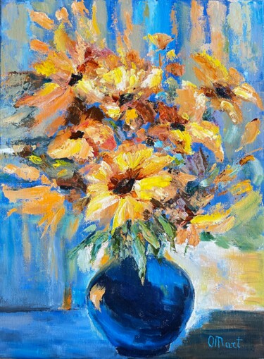 "Sunflower Painting…" başlıklı Tablo Olga Mart tarafından, Orijinal sanat, Petrol Ahşap Sedye çerçevesi üzerine monte edilmiş