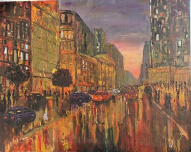 Pintura titulada "On the city street…" por Olga Minasyan, Obra de arte original, Acrílico