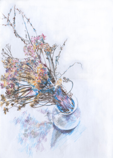 Рисунок под названием "Bouquet of flowers" - Olga Osipenko (Mariaiva), Подлинное произведение искусства, Цветные карандаши