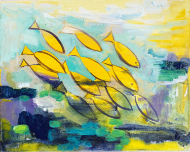 Peinture intitulée "Fish" par Olga Pascari, Œuvre d'art originale, Acrylique