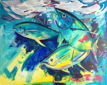 Painting titled "Tuna Fish" by Olga Pascari, Original Artwork, Acrylic
