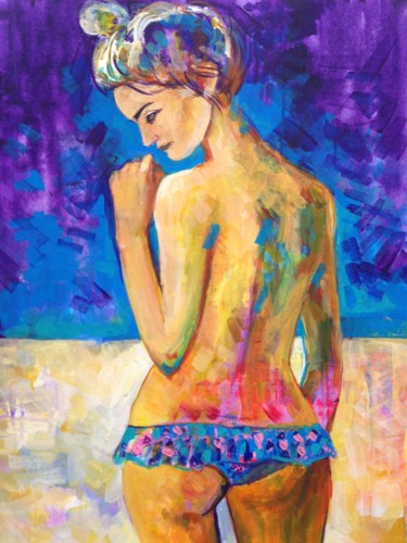 Pintura titulada "Angel on the beach" por Olga Pascari, Obra de arte original, Acrílico