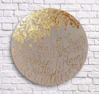 Картина под названием "Golden words. Origi…" - Olga Ponomarenko, Подлинное произведение искусства, Акрил Установлен на Дерев…