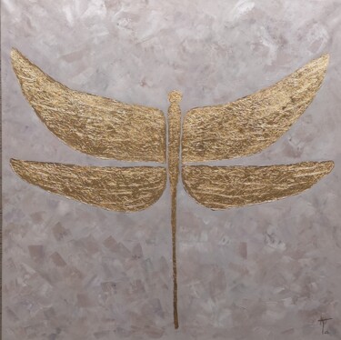 Pintura intitulada ""The golden dragonf…" por Olga Ponomarenko, Obras de arte originais, Acrílico Montado em Armação em made…