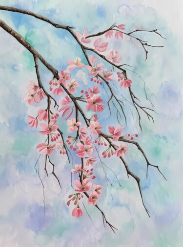 Malerei mit dem Titel "Cherry Orchard" von Olga Poruchikova, Original-Kunstwerk, Aquarell