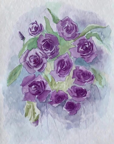 Pittura intitolato "Rose" da Olga Poruchikova, Opera d'arte originale, Acquarello