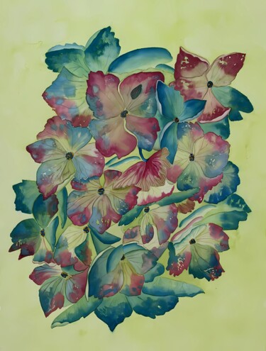 Pintura intitulada "Carnival of flowers" por Olga Poruchikova, Obras de arte originais, Aquarela