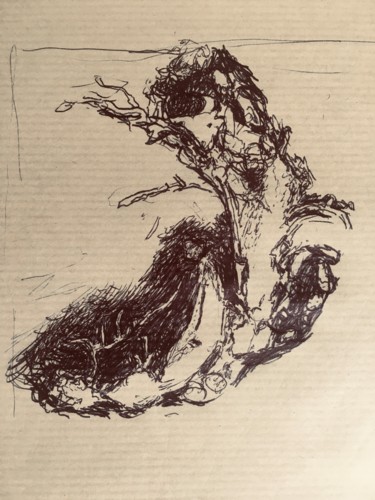 Zeichnungen mit dem Titel "La sieste sous l’ar…" von Olga Richir, Original-Kunstwerk, Kugelschreiber