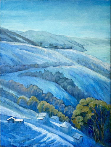 Pittura intitolato "View of Sarpi" da Olga Savelova, Opera d'arte originale, Olio