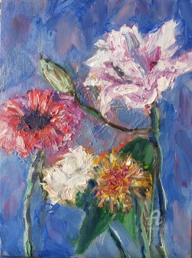 Картина под названием "Весенний букет" - Olga Selezneva, Подлинное произведение искусства, Масло