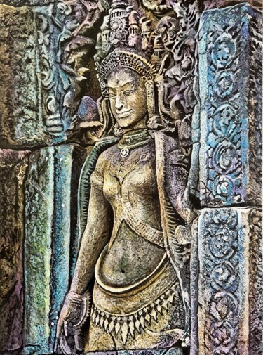 Malerei mit dem Titel "Angkor Wat: Whisper…" von Olga Serebryanskaya, Original-Kunstwerk, Acryl Auf Keilrahmen aus Holz mont…