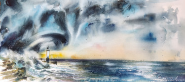 Ζωγραφική με τίτλο "After a storm there…" από Olga Soldatova, Αυθεντικά έργα τέχνης, Ακουαρέλα