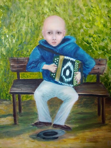 Painting titled "Грусть" by Olga Stepanenko, Original Artwork, Oil