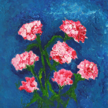 Pittura intitolato "Carnations" da Olga Strogonova, Opera d'arte originale, Olio