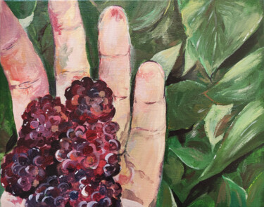 Pittura intitolato "Juicy Blackberries" da Olga Strogonova, Opera d'arte originale, Acrilico