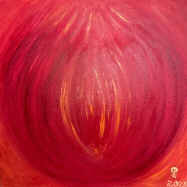 Painting titled "Flower of Fire" by Olga Tkachenko, Original Artwork, Oil