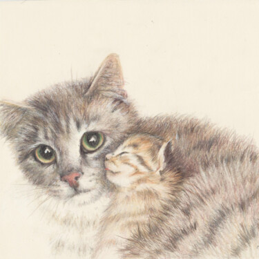 Dessin intitulée "017 Mather cat" par Olga Trifonova, Œuvre d'art originale, Crayon