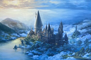 绘画 标题为“Hogwarts Castle” 由Olga Ukraintseva, 原创艺术品, 油 安装在木质担架架上