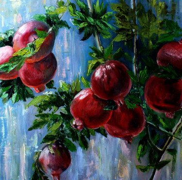 Pittura intitolato "Pomegranate tree pa…" da Olga Vedyagina, Opera d'arte originale, Olio
