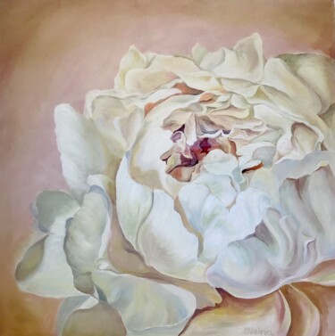 Картина под названием "Pastel Peony" - Olga Volna, Подлинное произведение искусства, Масло