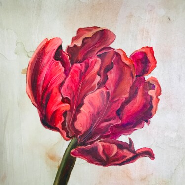 "Magenta Tulip" başlıklı Tablo Olga Volna tarafından, Orijinal sanat, Petrol