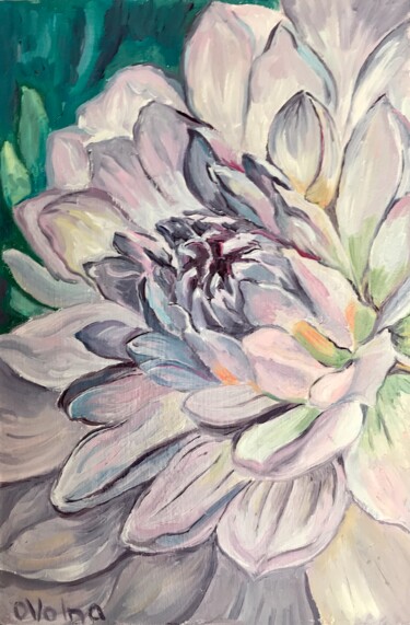 Peinture intitulée "Purple Chrysanthemum" par Olga Volna, Œuvre d'art originale, Huile