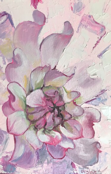 Pittura intitolato "White Pink Flower" da Olga Volna, Opera d'arte originale, Olio