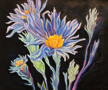 Peinture intitulée "Cornflowers" par Olga Volna, Œuvre d'art originale, Huile