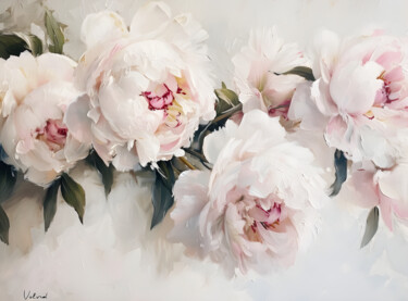 Arte digital titulada "Elegant Peony Bloss…" por Olga Volna, Obra de arte original, Pintura Digital