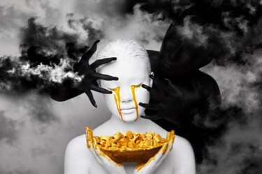 Photographie intitulée "Tears of Gold" par Olga Volodina, Œuvre d'art originale, Photographie numérique