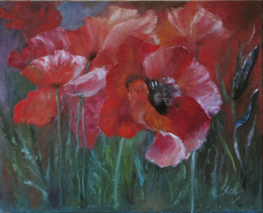 Картина под названием "poppies" - Olga Yashchenko, Подлинное произведение искусства, Масло