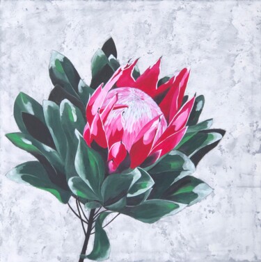 Картина под названием "protea flower" - Olga Zaitseva, Подлинное произведение искусства, Акрил
