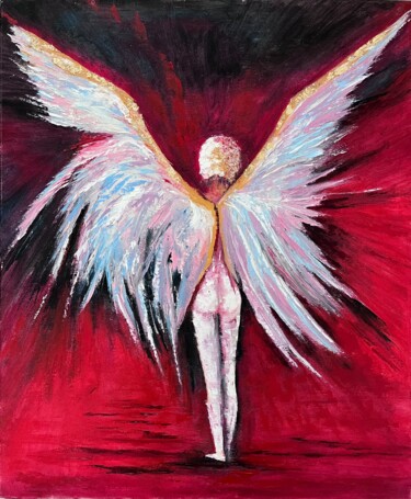 Картина под названием "Ангел и демоны" - Ольга Буневич, Подлинное произведение искусства, Масло